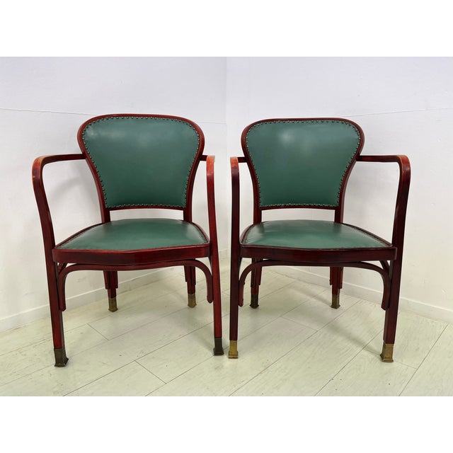 Wood Vienna Secession Chairs and Armchairs by Gustav Siegel for Jacob & Josef Kohn, 1890s, Set of 6 For Sale - Image 7 of 18