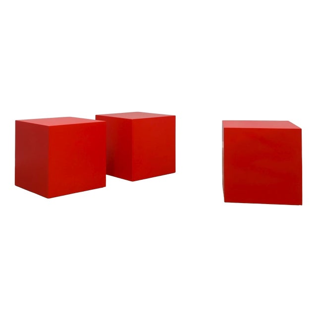 Italian Fiberglass Cube Stools, 1960s, Set of 3 For Sale