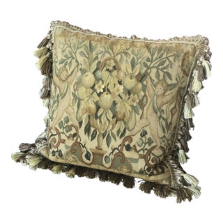 Vintage Recreated Mid 16th Century Hand-Woven Wool Tapestry Pillow For Sale