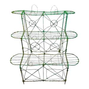 Antique Victorian Wire Plant Stand – Three Tier Garden Shelf With Original Green Paint