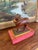 Likely Antique Hand-Carved Wooden Cow Figurine on Painted Base - Folk Art Sculpture For Sale - Image 4 of 9