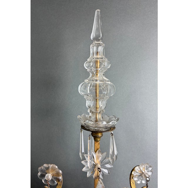 Louis XVI Gilded Bronze Crystal Pinwheel Candelabra, Set of 2 For Sale - Image 6 of 18
