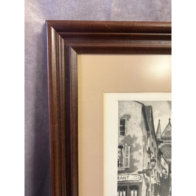 Pair of Vintage Signed Framed Etchings of Chartres Cathedral, Mid-Century For Sale - Image 14 of 15