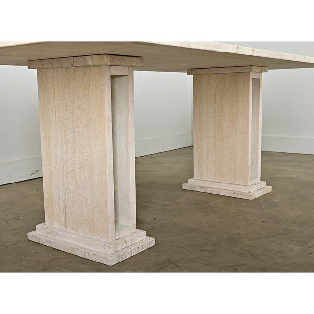 Gray French Late 20th Century Travertine Dining Table For Sale - Image 8 of 16