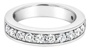 One Carat Channel Set Diamond Wedding Band 14k White Gold, Size 5