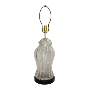 1960s Large Vintage Hand Blown Murano Urn Style Clear Art Glass Electric Table Lamp