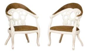 1970s Vintage White Lacquered Armchairs Designed by D.Barrett - a Pair