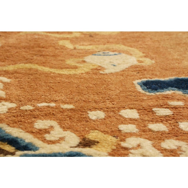Antique Peking Rug in Beige-Brown and Blue Pictorial Pattern For Sale - Image 4 of 7