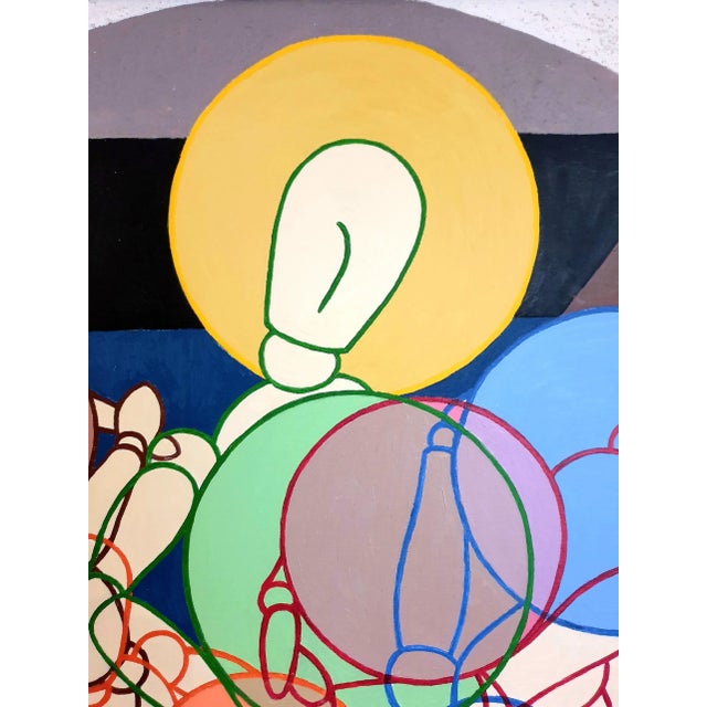 Abstract Large Scale Abstract Geometric Oil on Canvas. 'Artist's Lay Figures at Play' by Derek Carruthers. For Sale - Image 3 of 12