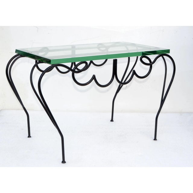 Mid-Century Modern René Prou Iconic Black Iron & Glass French Side, End Table Mid-Century Modern For Sale - Image 3 of 13
