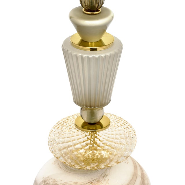Ivory Venetian Glass Smoked Pendant Lights, Murano, Italy - a Pair For Sale - Image 8 of 9