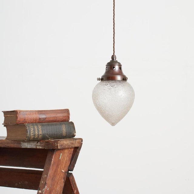 Antique Brass Acorn Pendant Light from Holophane, 1930s For Sale - Image 6 of 6