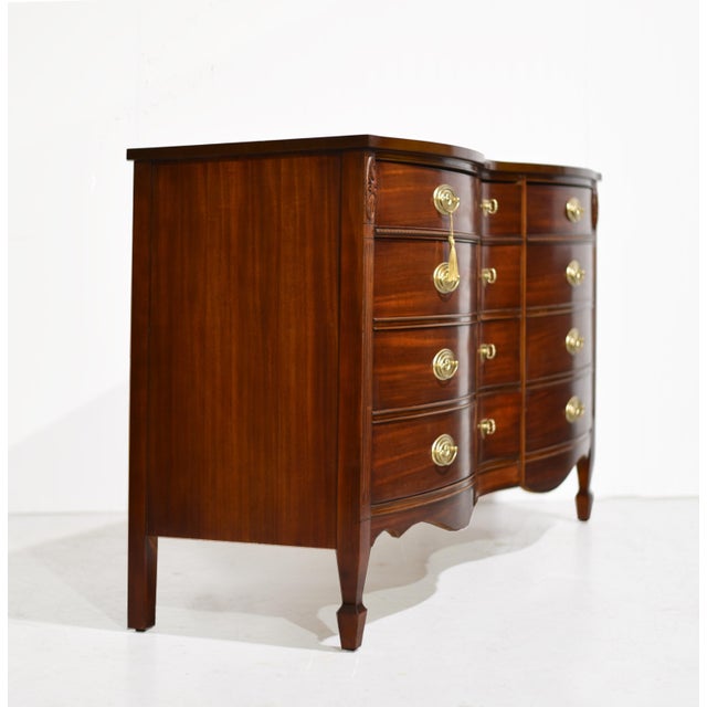 Mid Century Federal Style Mahogany Serpentine Triple Dresser by Dixie For Sale In Chicago - Image 6 of 12