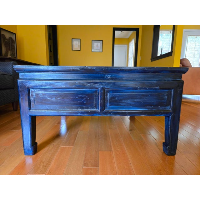 This is a vintage piece from China from mid-20th century. It has been expertly re-lacquered with a custom blue finish. The...