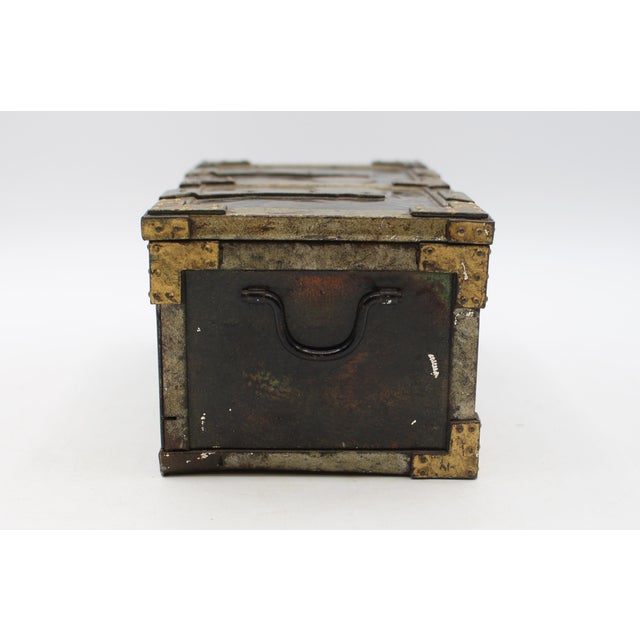 Art Nouveau Circa 1907-1909 English Huntley & Palmer's "Iron Chest" Biscuit Tin Box For Sale - Image 3 of 10