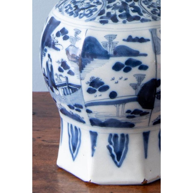 18th Century Dutch Delft Garlic Neck Chinoiserie Vase Table Lamp For Sale - Image 10 of 13