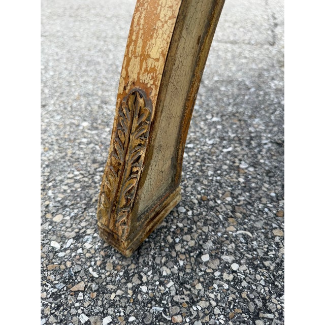 Mid 20th Century Italian Distressed Carved-Wood Curule Stool W/ Versace Pattern Seat Cushion For Sale - Image 9 of 15