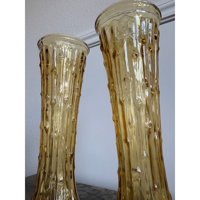 Mid-Century Modern Pair of Vintage MCM Italian Amber Glass Vase For Sale - Image 3 of 6