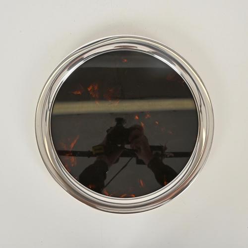 Plastic Silver-Plated and Tortoiseshell Acrylic Glass Serving Tray or Centerpiece from Dior, 1970s For Sale - Image 7 of 12