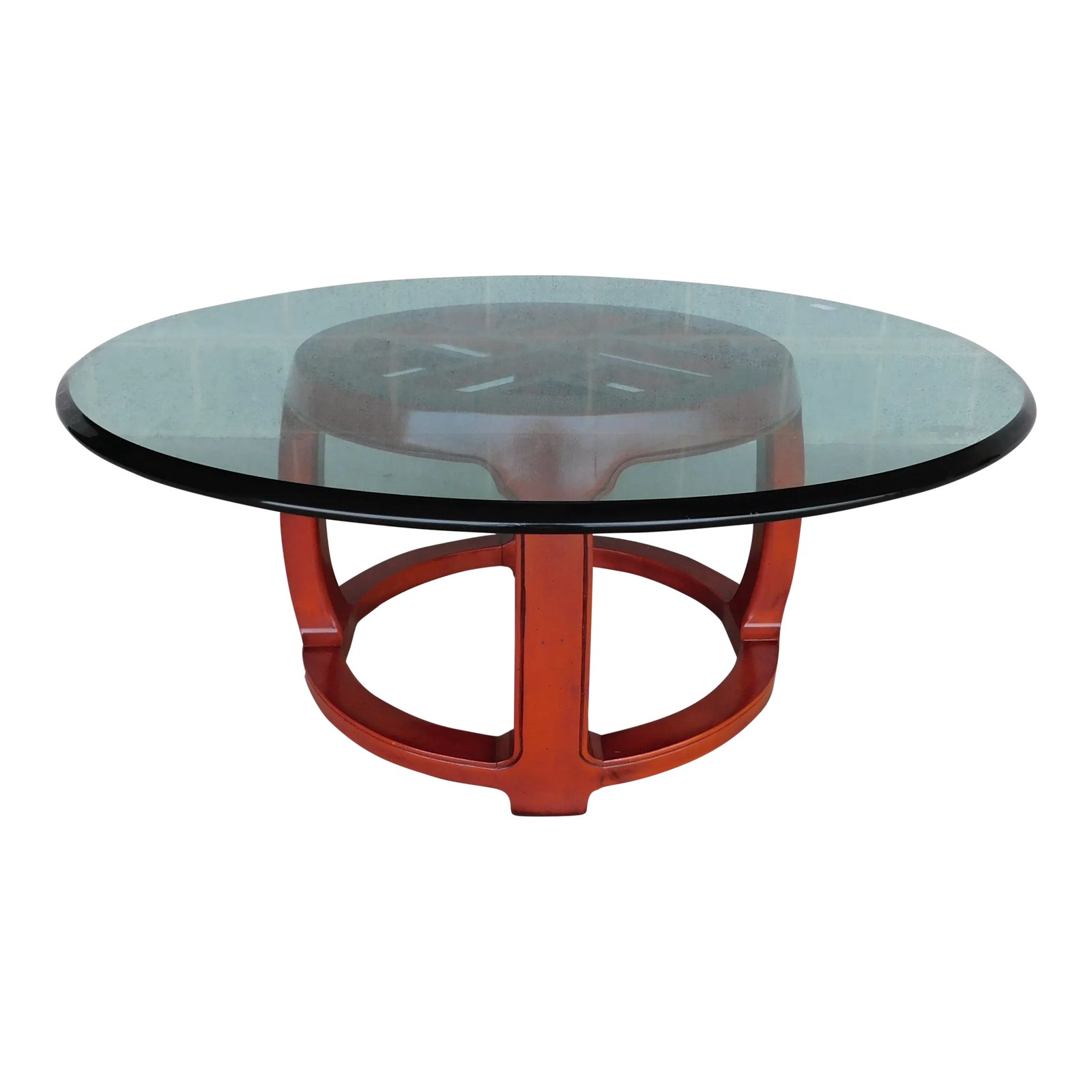 Henredon Pan Asian Lacquer Base Glass Top Coffee Table Chairish