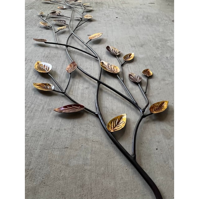 2010s Curtis Jere-Style Metal Gold Amber Leaves Branch Wall Hanging For Sale - Image 5 of 10
