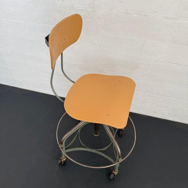 Beige Industrial Adjustable Drafting Task Chair by Toledo Metal Furniture Co. For Sale - Image 8 of 9