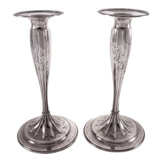 Sterling Tiffany Candlesticks - A Pair For Sale