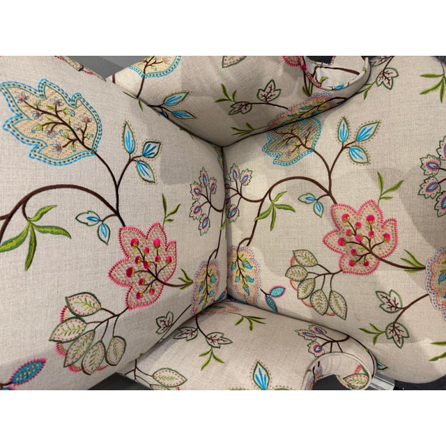 Accent Chair Vintage French With Designer Embroidered Fabric For Sale - Image 10 of 10