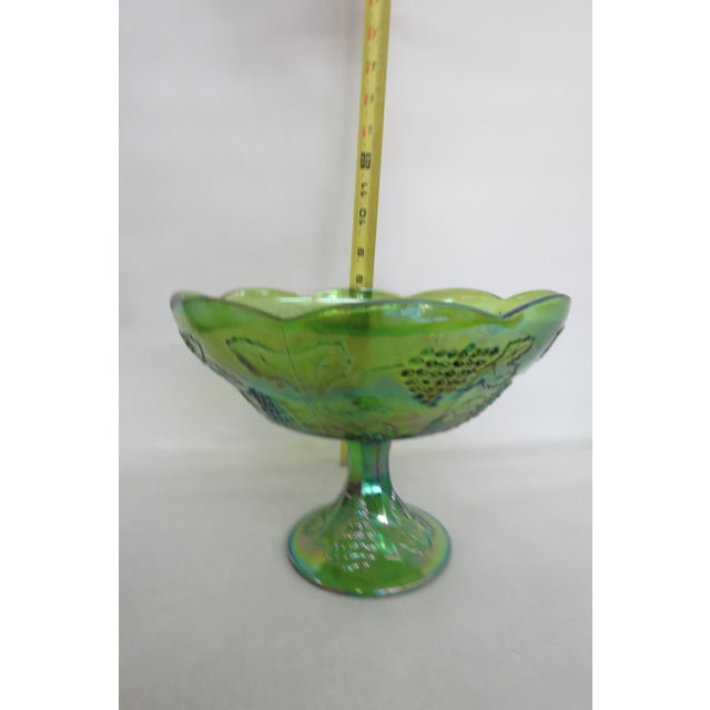 Indiana Harvest Grape Style Green Carnival Glass Large Compote Fruit ...