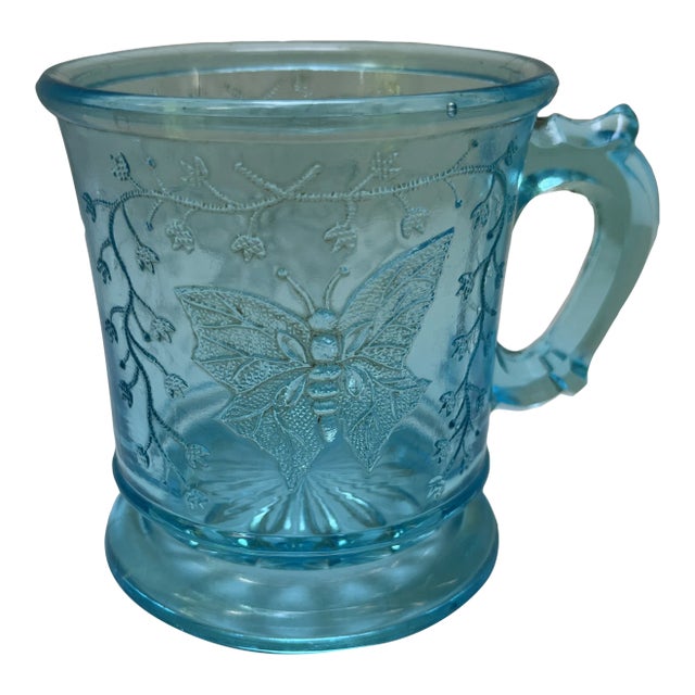 Vintage Turquoise Glass Cup For Sale