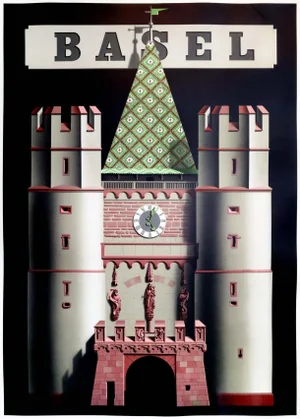1939 Original Swiss Art Deco Poster, Basel (Spalentor)