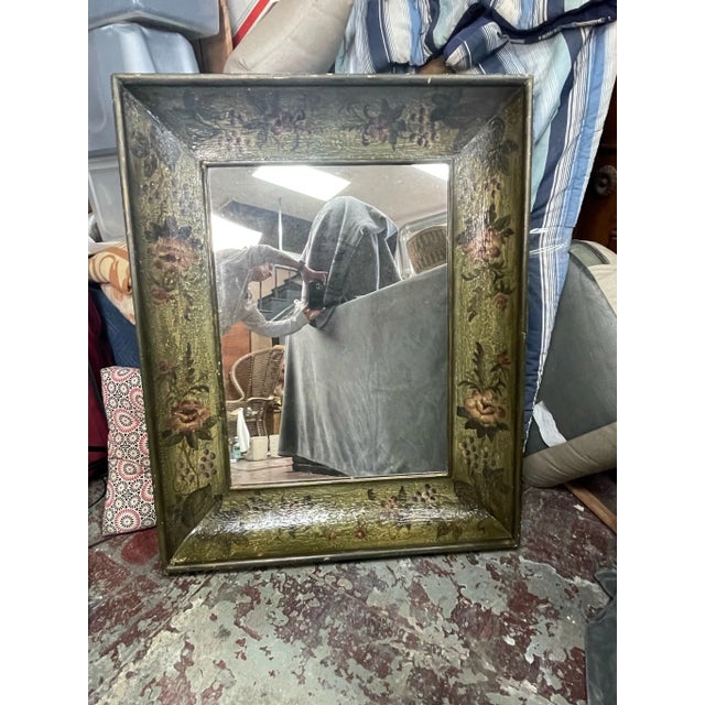 Green Large 1940s Italian Framed Decorative Mirror For Sale - Image 8 of 12