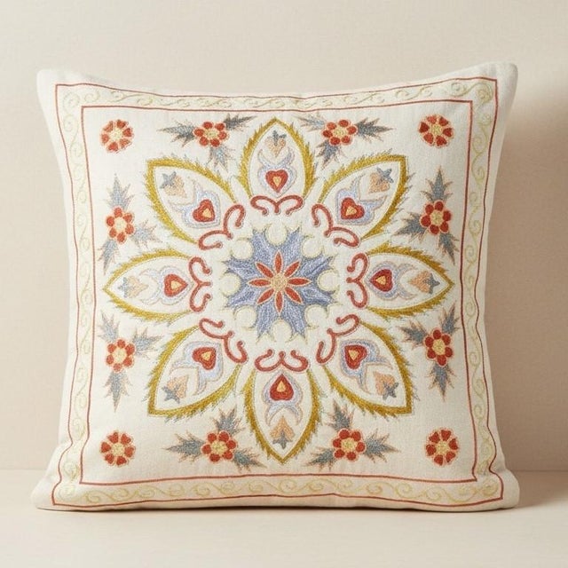New Hand-Embroidered 100% Silk Cushion Cover – Authentic Uzbek Textile Art Elevate your home décor with this exquisite...