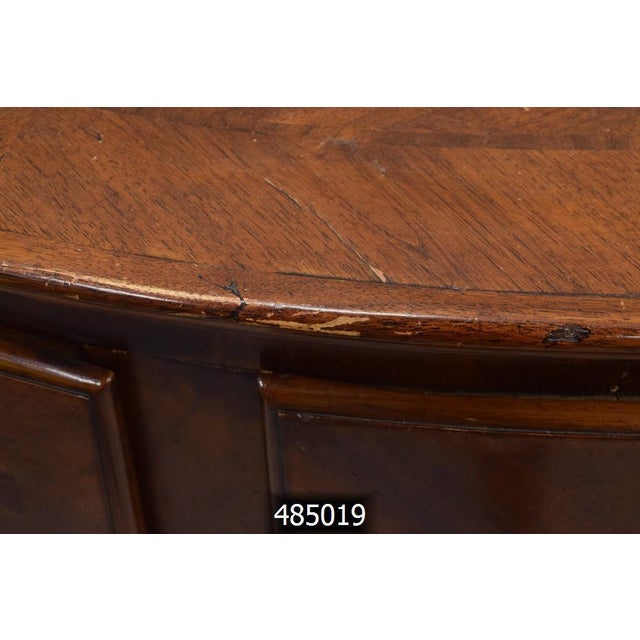 Early 20th Century Vintage Bow Front Demilune Credenza, Key Included For Sale - Image 5 of 16