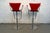 Red Pair of Contemporary Italian Chrome and Red Leather Barstools by Serico For Sale - Image 8 of 12