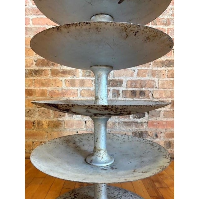 Gray Antique Industrial Salvaged Steel Rotating Organizer For Sale - Image 8 of 14