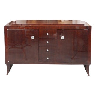 Late 20th Century French Art Deco Style Mahogany Credenza For Sale