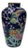 Vintage Dark Cobalt Blue Flower Bird Enamel Porcelain Art Vase For Sale
