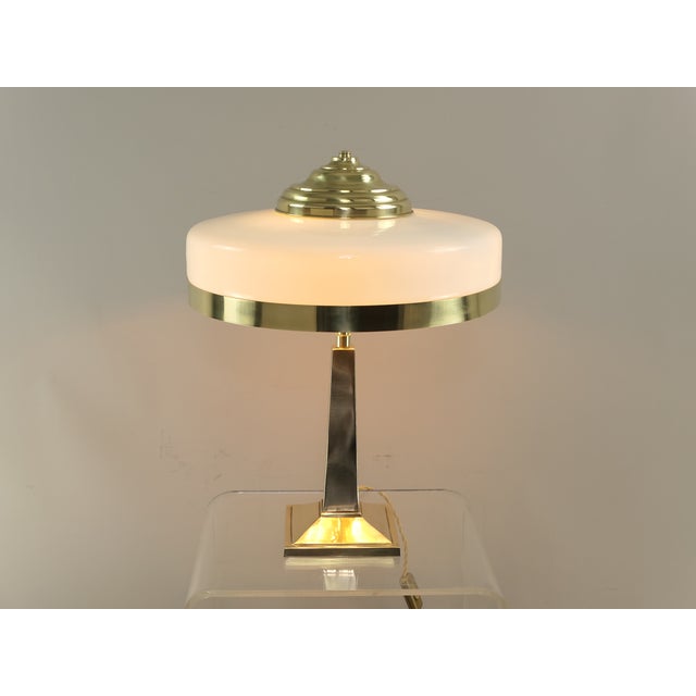 Metal Art Deco Brass Table Lamp with Glass, Vienna, 1925 For Sale - Image 7 of 11