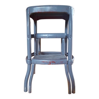 Vintage Industrial Metal Stool For Sale