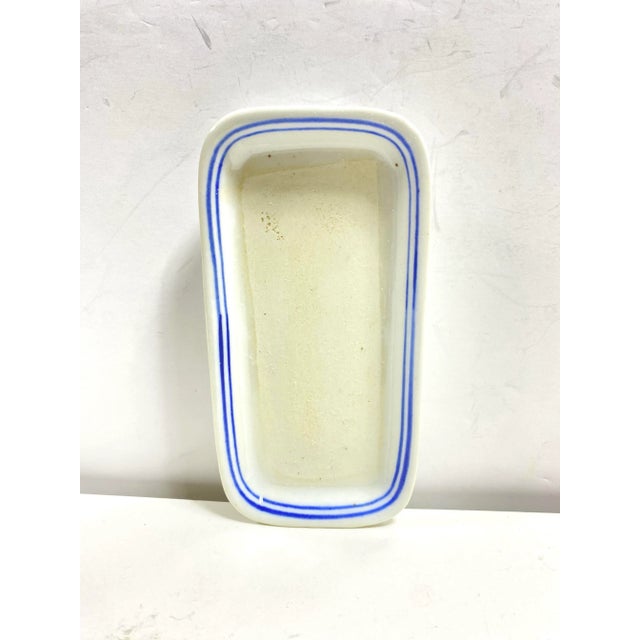 Blue & White Chinoiserie Planter With Tray – Rectangular Porcelain Cachepot, Orchid Planter For Sale - Image 10 of 11