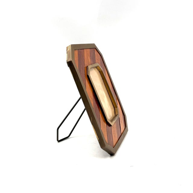 Mid-Century Modern Mid-Century Modern Brass and Wood Picture Frame, Italy, 1970s For Sale - Image 3 of 16