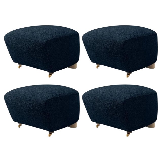 Blue Natural Oak Sahco Zero the Tired Man Footstools by Lassen, Set of 4 For Sale