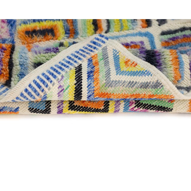 Vibrant Multicolor Hand-Knotted Wool Runner | 13'0" X 2'10" | One of a Kind For Sale - Image 6 of 9