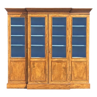 19th Century French Louis Philippe Walnut 4-Door Bookcase, 1880s For Sale