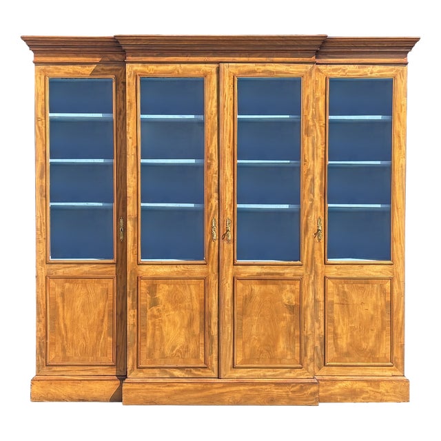 19th Century French Louis Philippe Walnut 4-Door Bookcase, 1880s For Sale