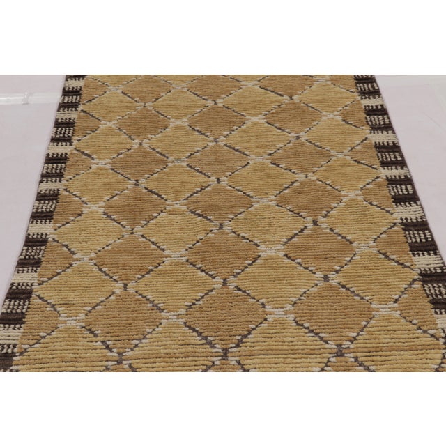 Rug & Kilim Rug & Kilim’s Scandinavian Inspired Runner Rug, Gold Diamond Geometric Patterns For Sale - Image 4 of 8