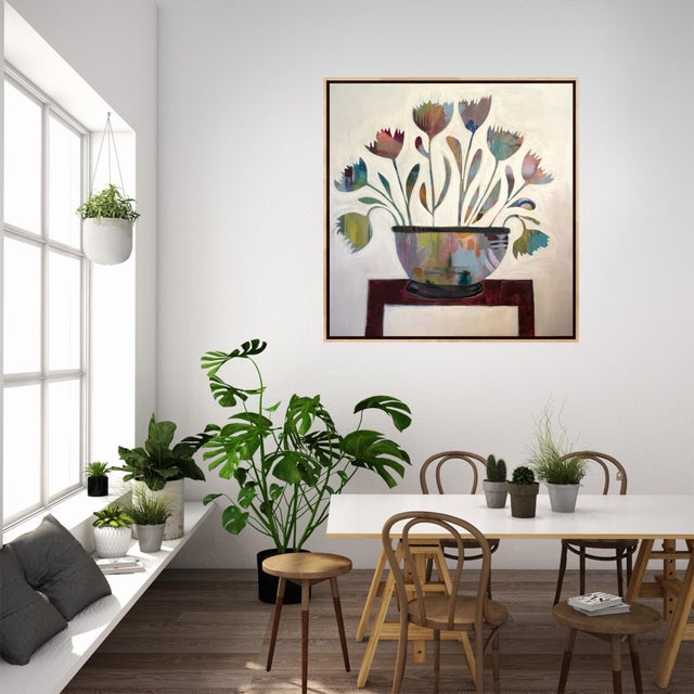 Vanilla Forget Me Not Abstract Floral Painting For Sale - Image 8 of 11