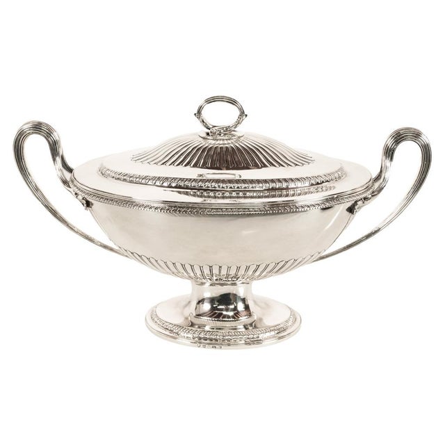 Antique George III Sterling Silver Soup Tureen Cover Benjamin Laver London 1787 For Sale - Image 12 of 18