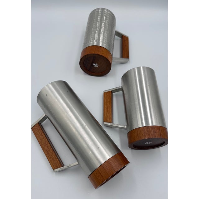 1960s Danish Modern Tiki Era Royal Selangor Pewter & Teak Mug Tankard Steins - Set of 3 For Sale - Image 9 of 9